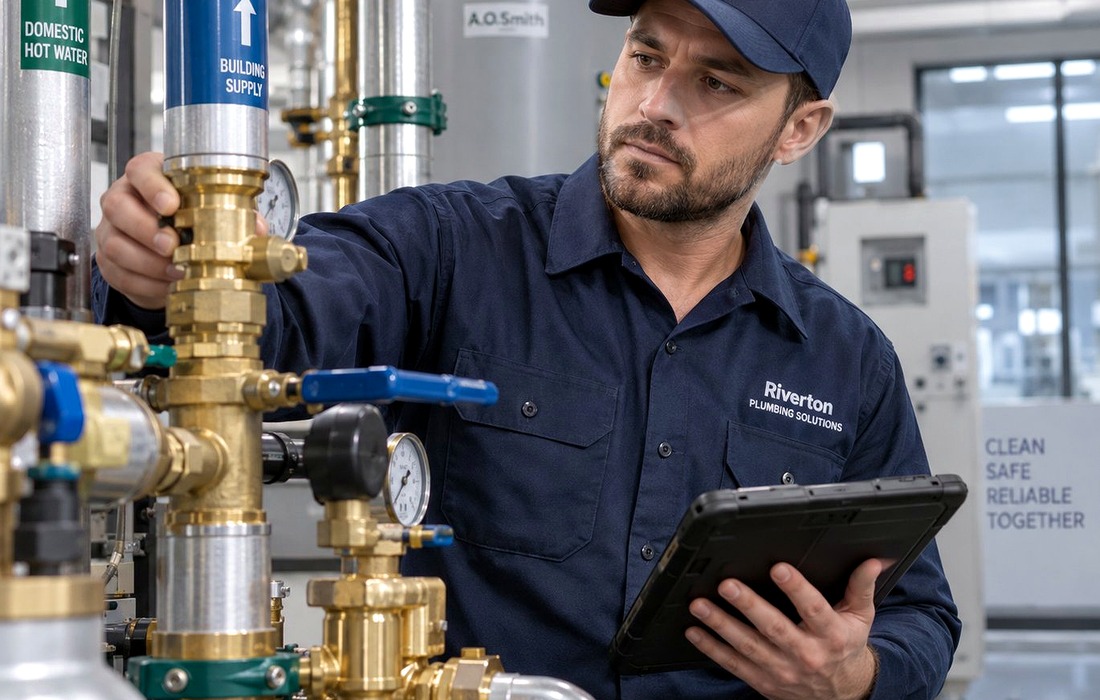 Plumbing specialist fitting water supply pipes and precision couplings